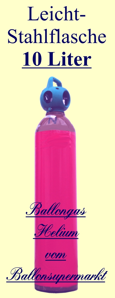 Leichtstahlflasche Ballongas Helium, 10 Liter Heliumgas
