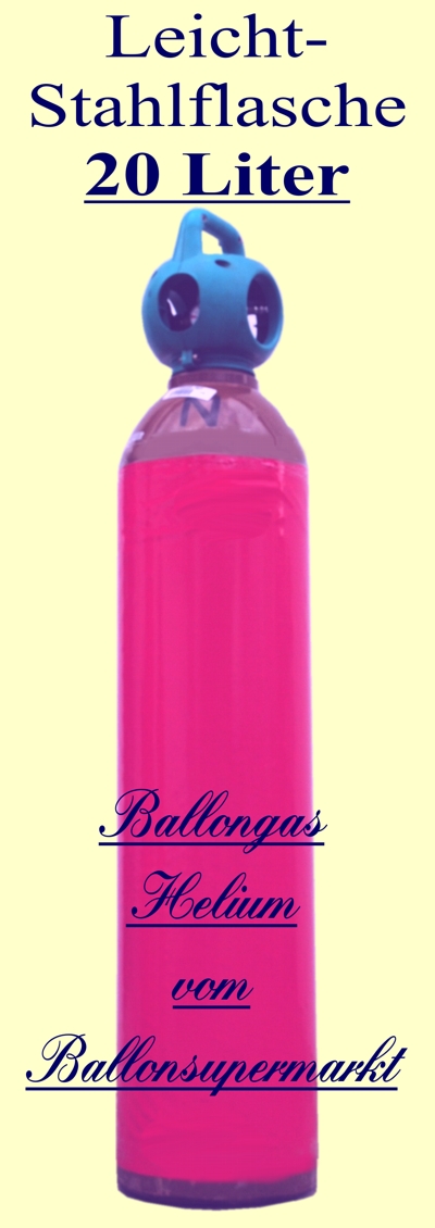 Leichtstahlflasche, Ballongasflasche, Heliumflasche, 20 Liter Helium